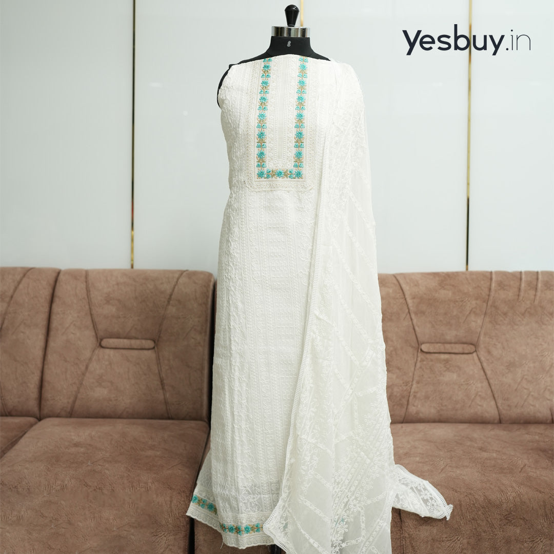 White Chikankari 3 Pcs Salwar Suit