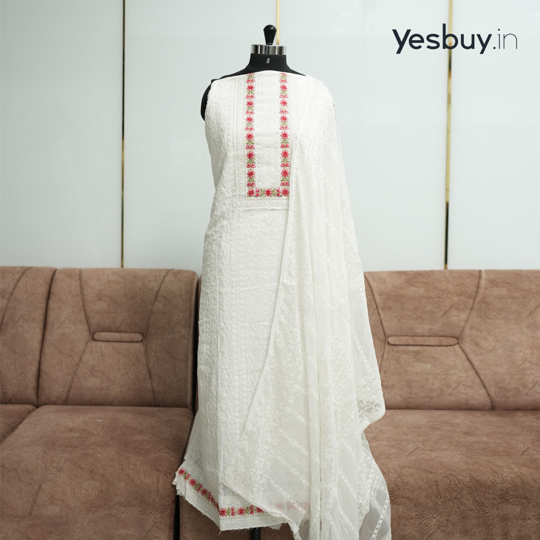 White Chikankari 3 Pcs Salwar Suit