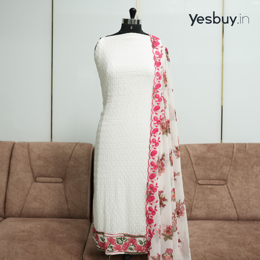 White Chikankari 3 Pcs Salwar Suit