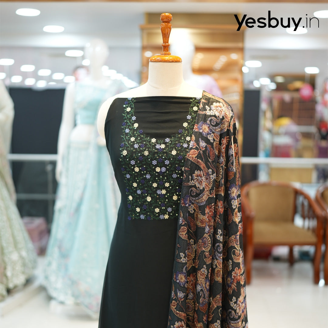 Churidar Material With Brasso Shawl