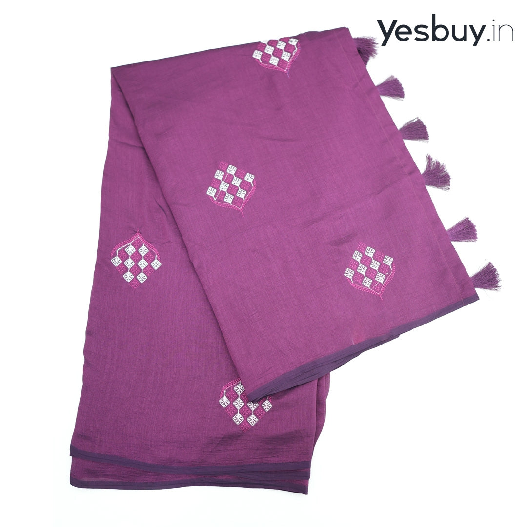 Vijithra silk embroidery saree with tesseles 898/-