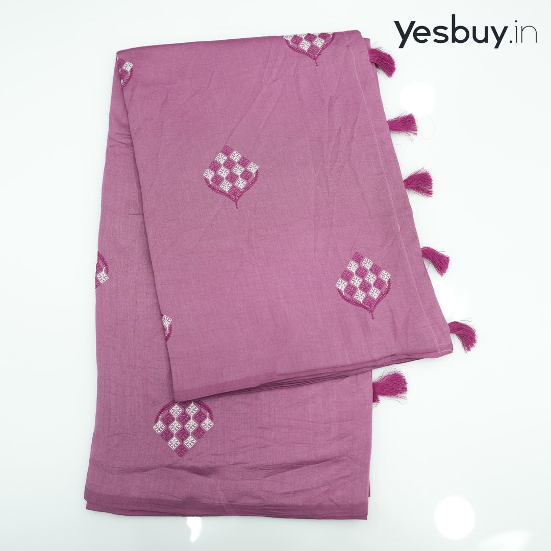 Vijithra silk embroidery saree with tesseles 898/-