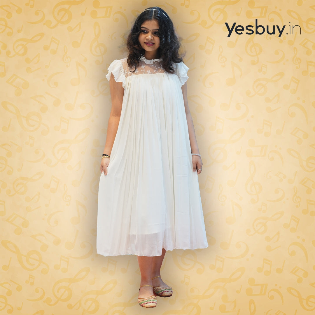 A- Line white Frock ( pre booking) YB127