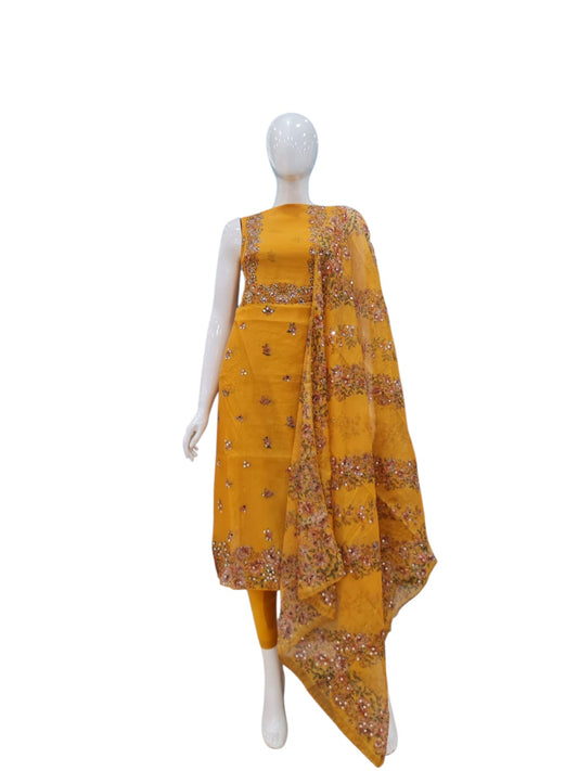 Organza Mirror Work salwar suit YB149