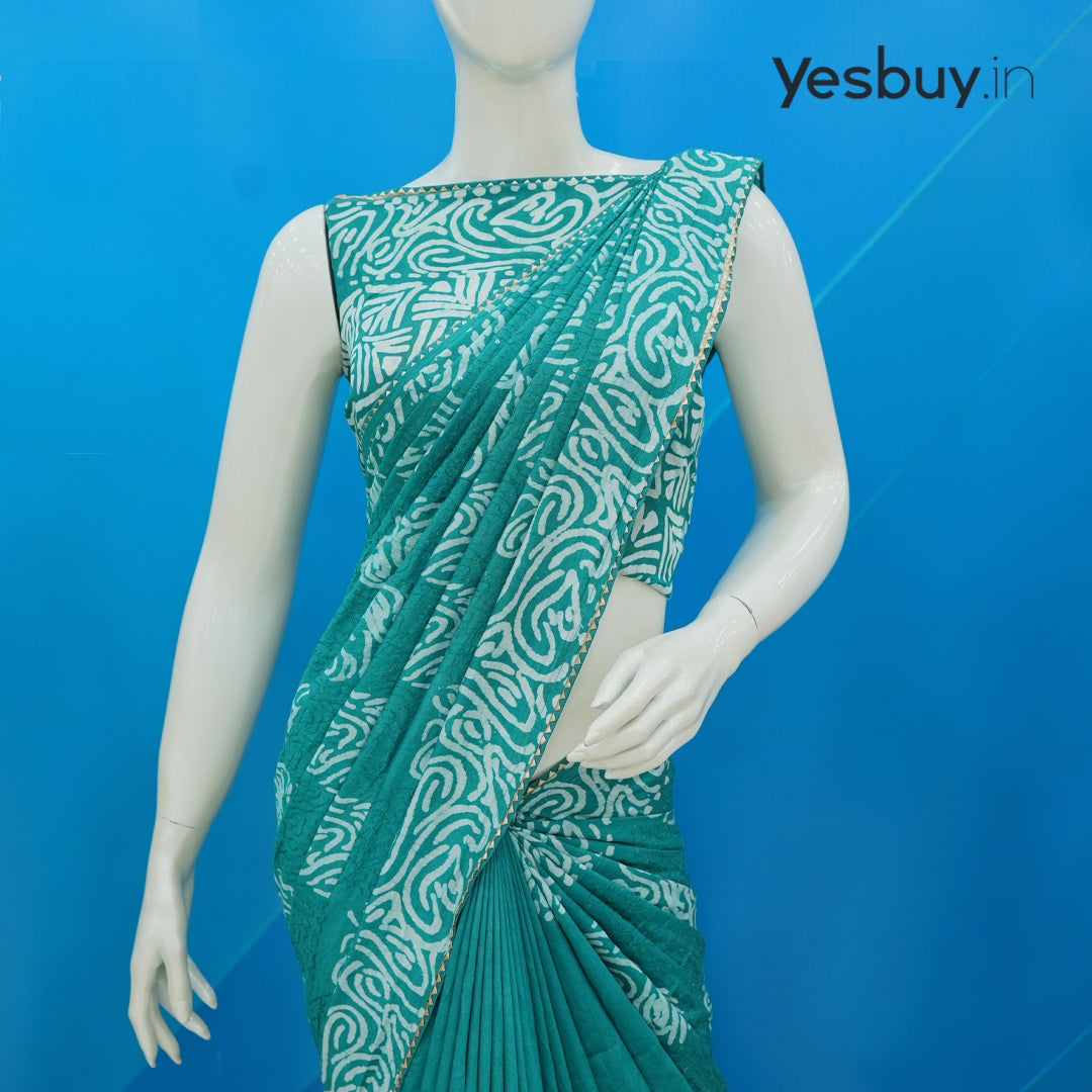 Batik Print Cotton Saree YB130