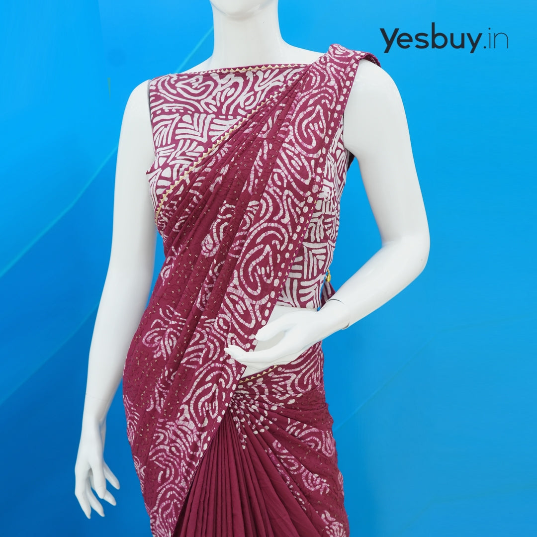 Batik Print Cotton Saree YB130