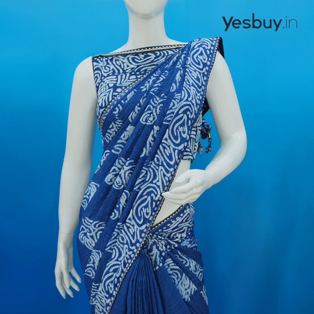 Batik Print Cotton Saree YB130