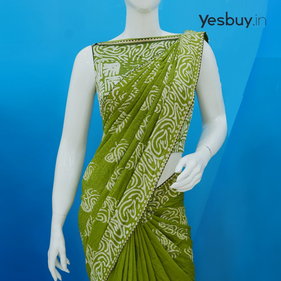 Batik Print Cotton Saree YB130