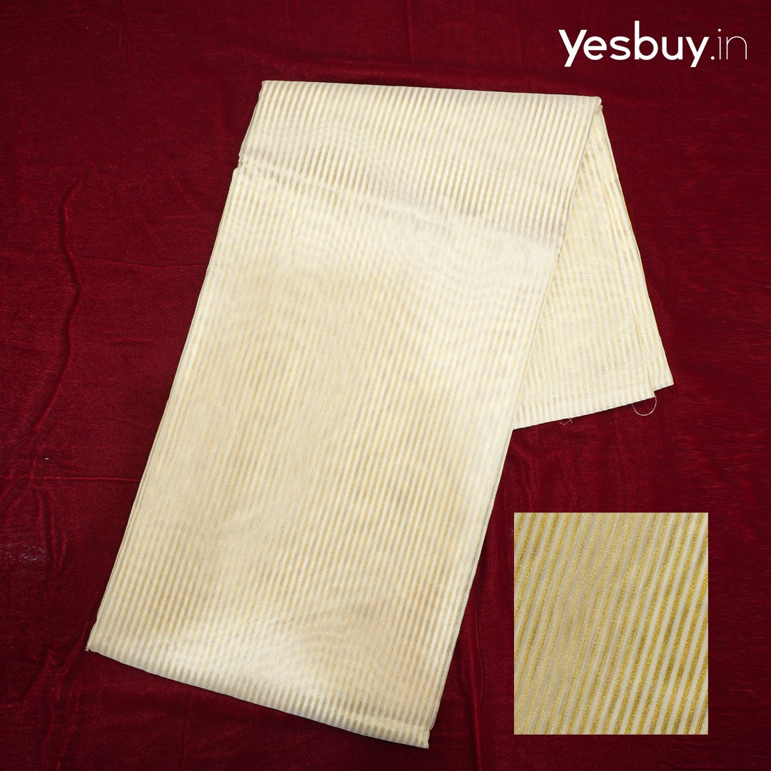 Organza Silk Saree With Gold Zari Stripes