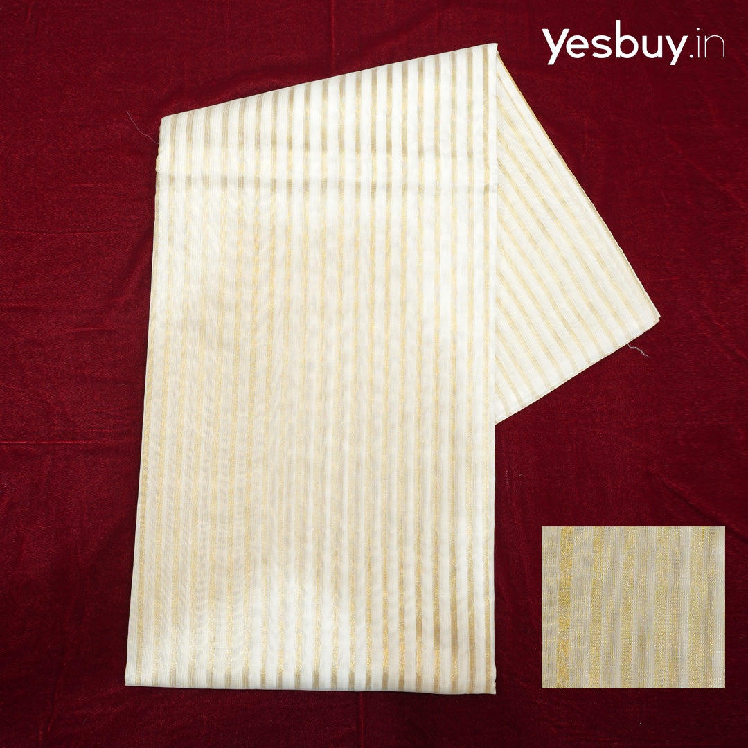 Organza Silk Saree With Gold Zari Stripes