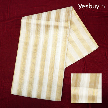 Organza Silk Saree With Gold Zari Stripes
