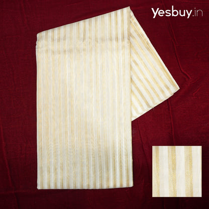 Organza Silk Saree With Gold Zari Stripes