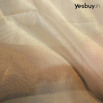 Organza Silk Saree With Gold Zari Stripes