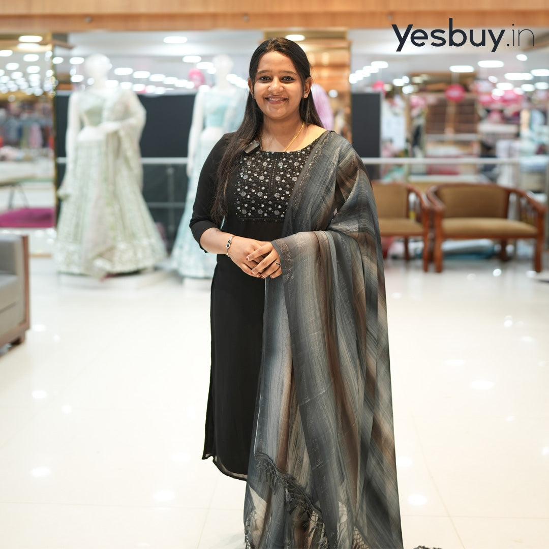 Churidar Material With Blackberry Dupatta