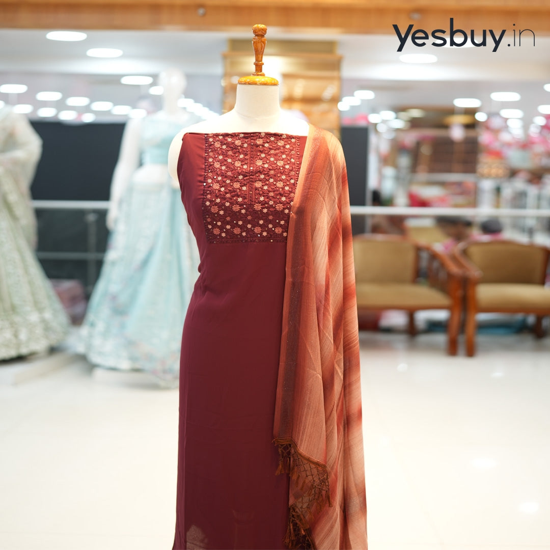 Churidar Material With Blackberry Dupatta